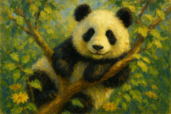 Panda in the Willow Canopy