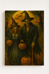 Skeletal Couple Under Full Moon