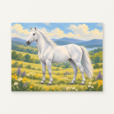 Among the Meadow Flowers Paint by Numbers Kit — complete artwork displayed on a canvas against a warm off-white wall.