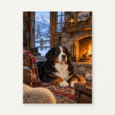 Bernese by the Alpine Hearth Paint by Numbers Kit — original artwork displayed as a canvas on a warm off-white wall.