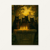 Black Cats by Ancient Altar Paint by Numbers Kit — original artwork displayed as a canvas on a warm off-white wall.