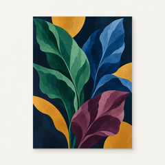 Botanical Nocturne Paint by Numbers Kit — complete artwork displayed on a canvas against a warm off-white wall.
