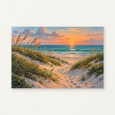 Dune Path at Daybreak Paint by Numbers Kit — original artwork displayed as a canvas on a warm off-white wall.