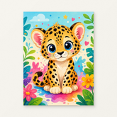 Gentle Roars Paint by Numbers Kit — original artwork displayed as a canvas on a warm off-white wall.