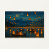 Glow in the Vietnam Waters Paint by Numbers Kit — original artwork displayed as a canvas on a warm off-white wall.