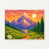 Golden Trail Paint by Numbers Kit — original artwork displayed as a canvas on a warm off-white wall.