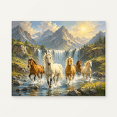 Horses of Faith Paint by Numbers Kit — original artwork displayed as a canvas on a warm off-white wall.