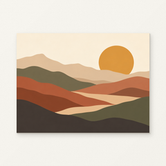 Quiet Layers Paint by Numbers Kit — complete artwork displayed on a canvas against a warm off-white wall.