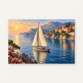 Sail Beyond the Headland Paint by Numbers Kit — original artwork displayed as a canvas on a warm off-white wall.