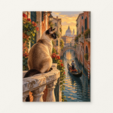 Siamese Above the Canal Paint by Numbers Kit — original artwork displayed as a canvas on a warm off-white wall.