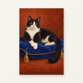 The Blue Cushion Paint by Numbers Kit — original artwork displayed as a canvas on a warm off-white wall.