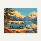 The Long Weekend Paint by Numbers Kit — complete artwork displayed on a canvas against a warm off-white wall.