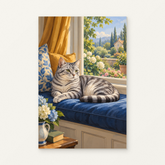 The Window Seat Paint by Numbers Kit — original artwork displayed as a canvas on a warm off-white wall.