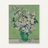 Roses — complete artwork displayed on a canvas against a warm off-white wall.