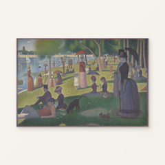 A Sunday on La Grande Jatte — 1884 — complete artwork displayed on a canvas against a warm off-white wall.