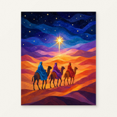 Wise Men Paint by Numbers Kit — original artwork displayed as a canvas on a warm off-white wall.