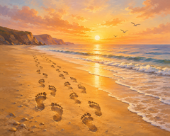 Footprints at Sunset