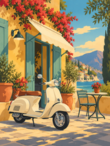 A Pause in Positano Paint by Numbers Kit — unframed artwork detail
