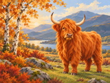 Autumn in the Highlands Paint by Numbers Kit — unframed artwork detail
