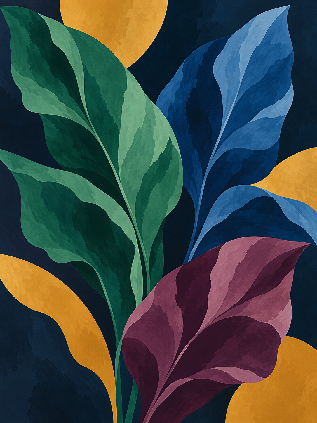 Botanical Nocturne Paint by Numbers Kit — unframed artwork detail