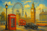 Cab in the Big Ben Light Paint by Numbers Kit — unframed artwork detail