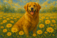 Golden Friend in the Daisies
