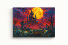 Gothic Castle Under Blood-Red Sky