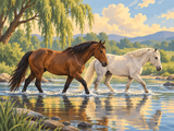 Crossing at Willow Bend Paint by Numbers Kit — unframed artwork detail