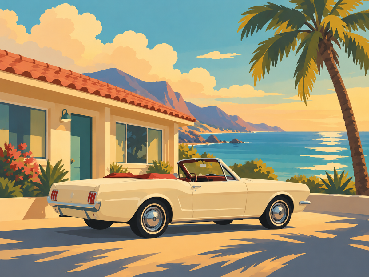 Golden Coast Getaway Paint by Numbers Kit — unframed artwork detail