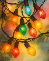 Colorful Christmas Lights Paint by Numbers Kit — unframed artwork detail