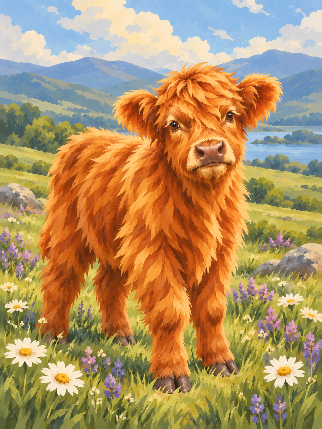 Little Highland Spring Paint by Numbers Kit — unframed artwork detail