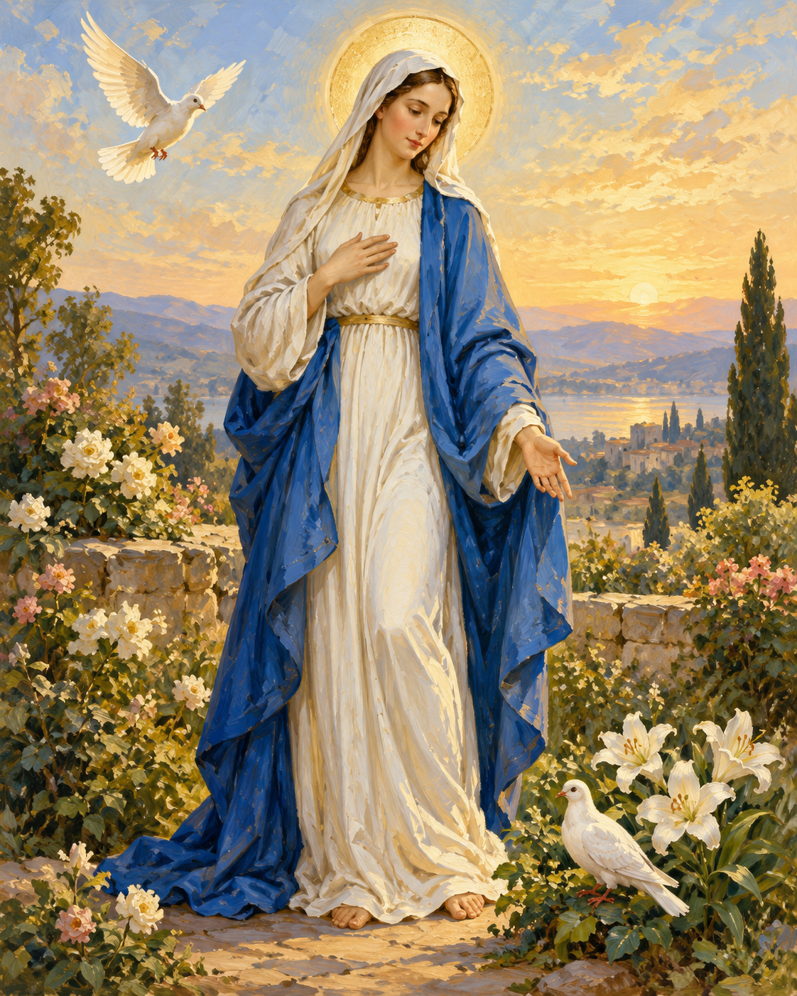 Madonna with the Doves Paint by Numbers Kit — unframed artwork detail