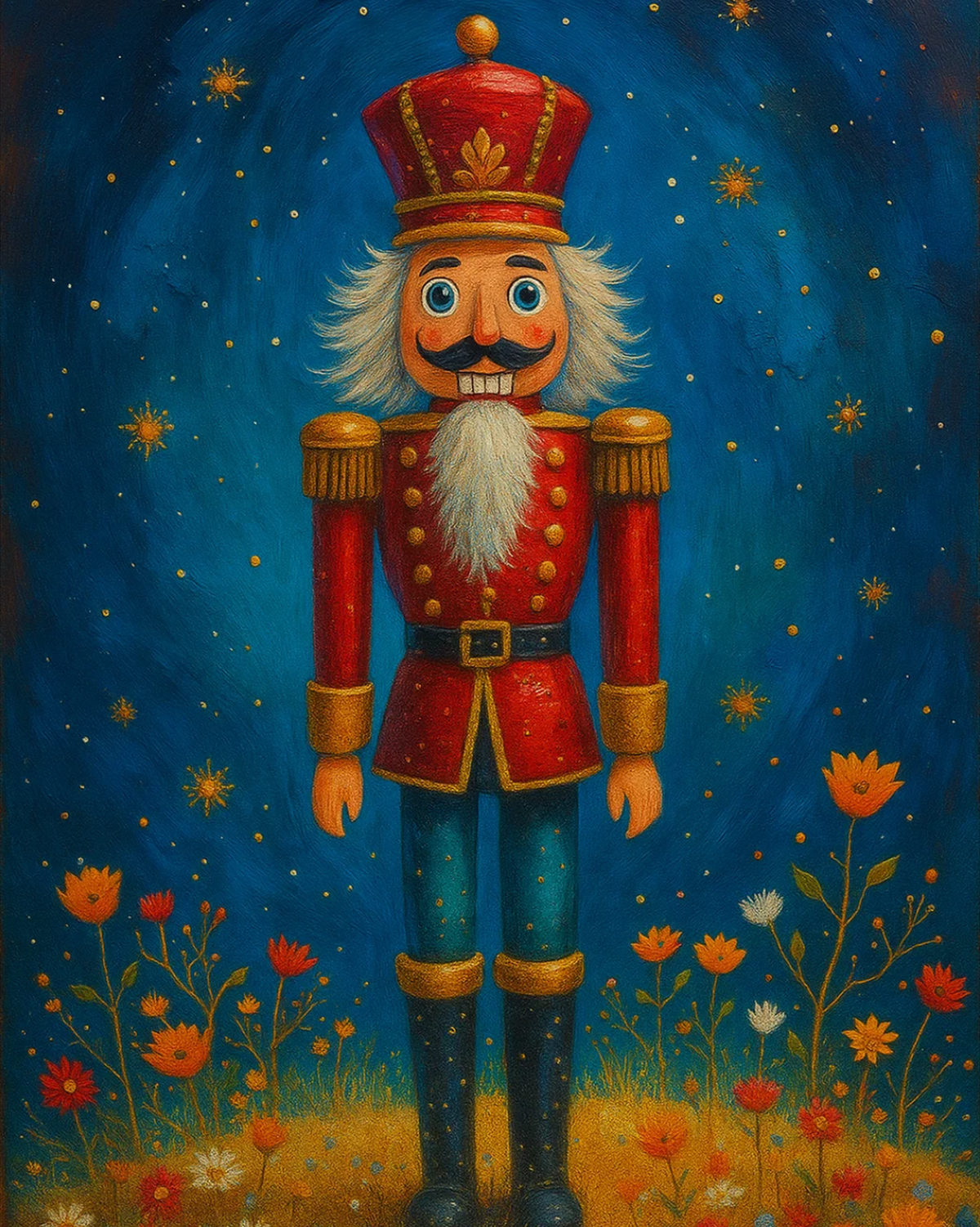 Christmas Nutcracker Under the Stars Paint by Numbers Kit — unframed artwork detail