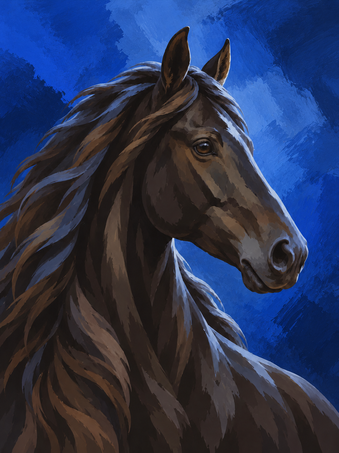 Midnight in Blue Paint by Numbers Kit — unframed artwork detail