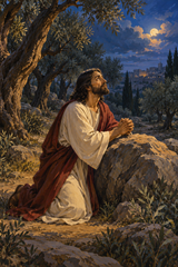 Jesus Praying Among Olive Trees Paint by Numbers Kit — unframed artwork detail