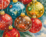 Sparkling Christmas Ornaments Paint by Numbers Kit — unframed artwork detail