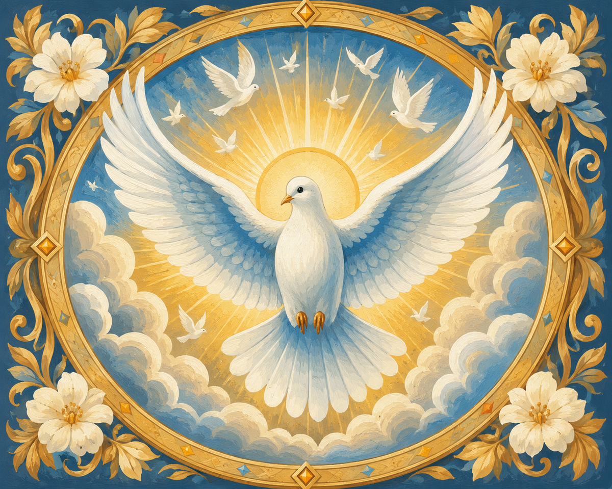 White Dove in Golden Light Paint by Numbers Kit — unframed artwork detail