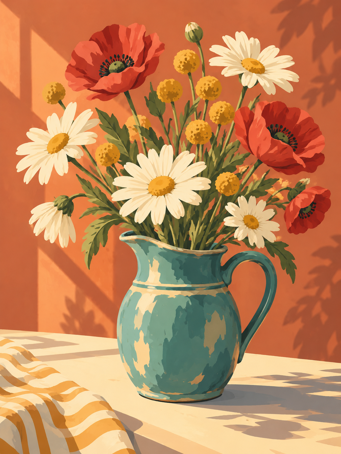 Sunday Market Flowers Paint by Numbers Kit — unframed artwork detail