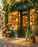 The Little Corner Bookshop Paint by Numbers Kit — unframed artwork detail
