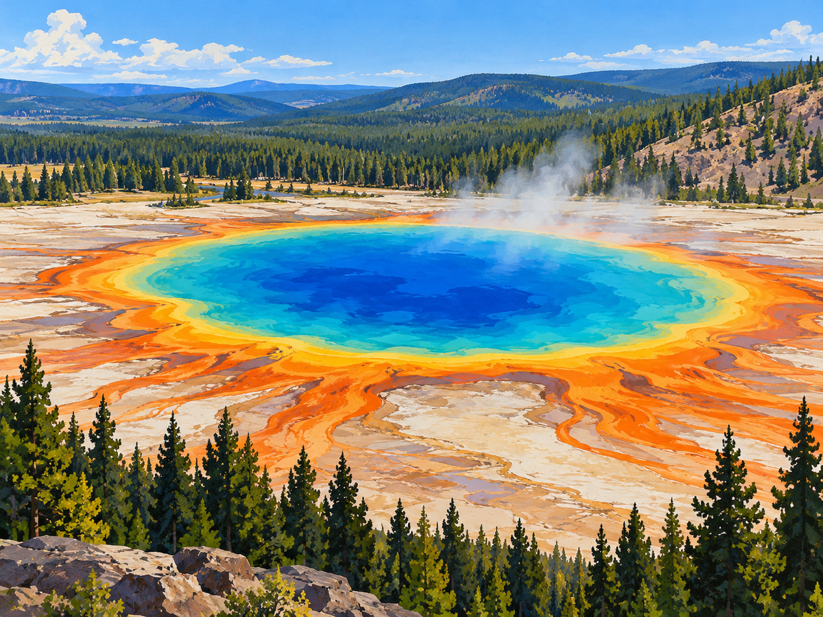 Yellowstone Grand Prismatic Paint by Numbers Kit — unframed artwork detail