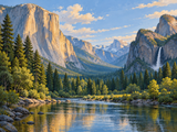 Yosemite Valley in Morning Light Paint by Numbers Kit — unframed artwork detail