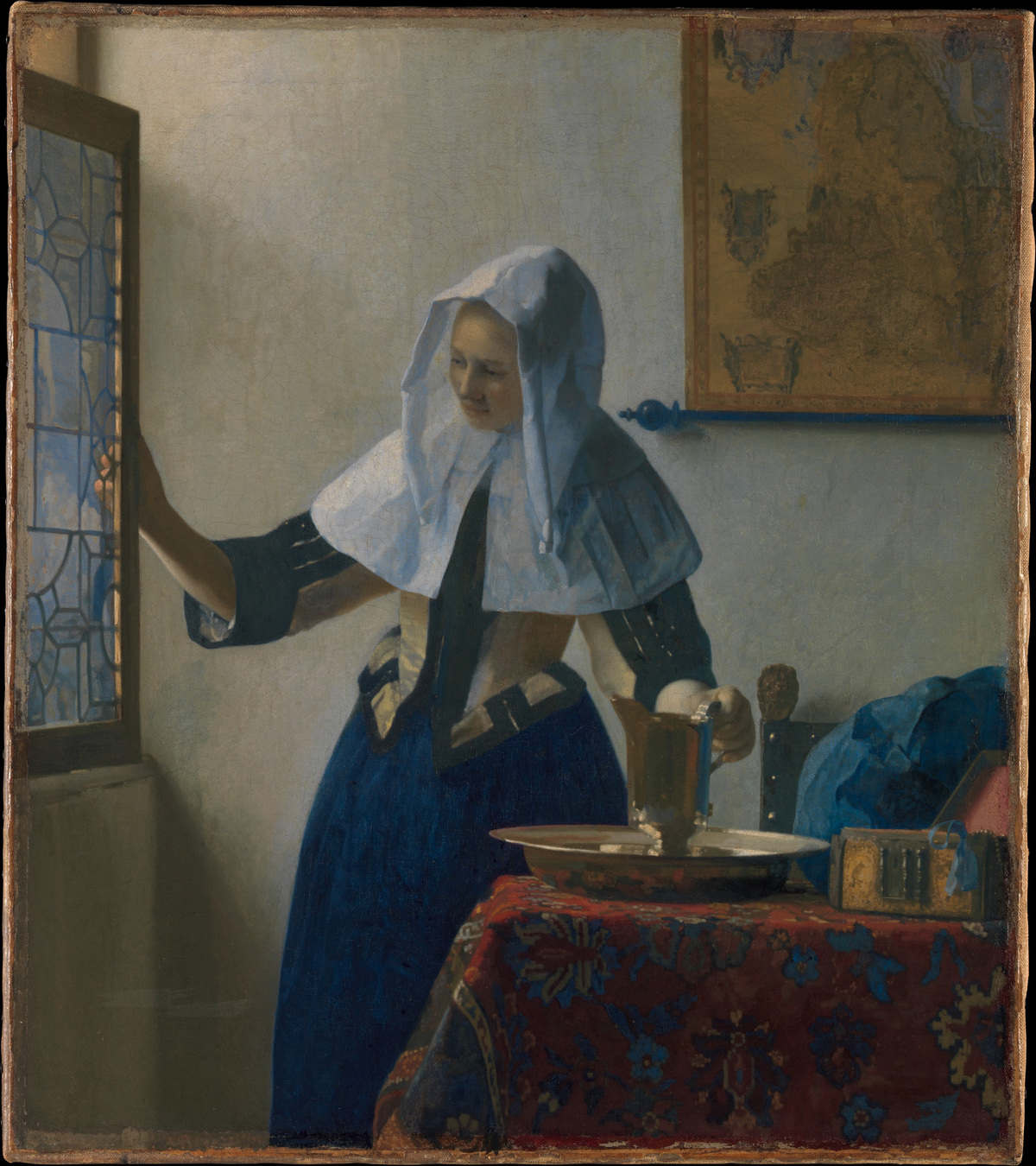 Young Woman with a Water Pitcher — Johannes Vermeer Paint by Numbers Kit — unframed artwork detail