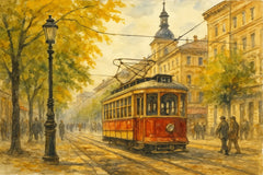 Tram in the Autumn Mist