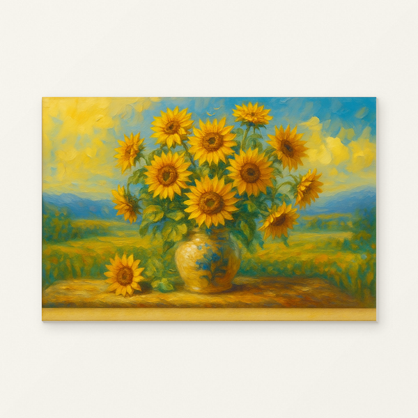 Blooms in the Radiant Glow Paint by Numbers Kit — original artwork displayed as a canvas on a warm off-white wall.