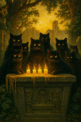 Black Cats by Ancient Altar