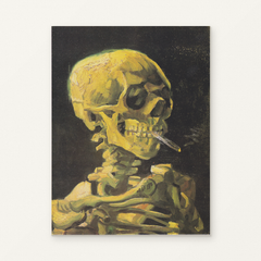 Skull with a Burning Cigarette — Vincent van Gogh Paint by Numbers Kit — complete artwork displayed on a canvas against a warm off-white wall.