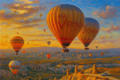 Lever de soleil sur le ciel de Cappadoce, Turquie 