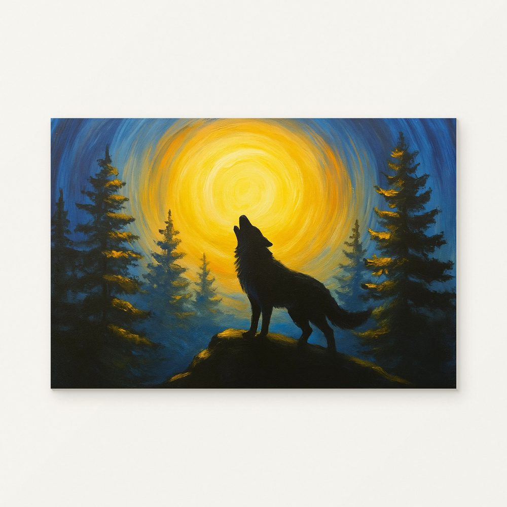 Echo in the Forest Paint by Numbers Kit — original artwork displayed as a canvas on a warm off-white wall.