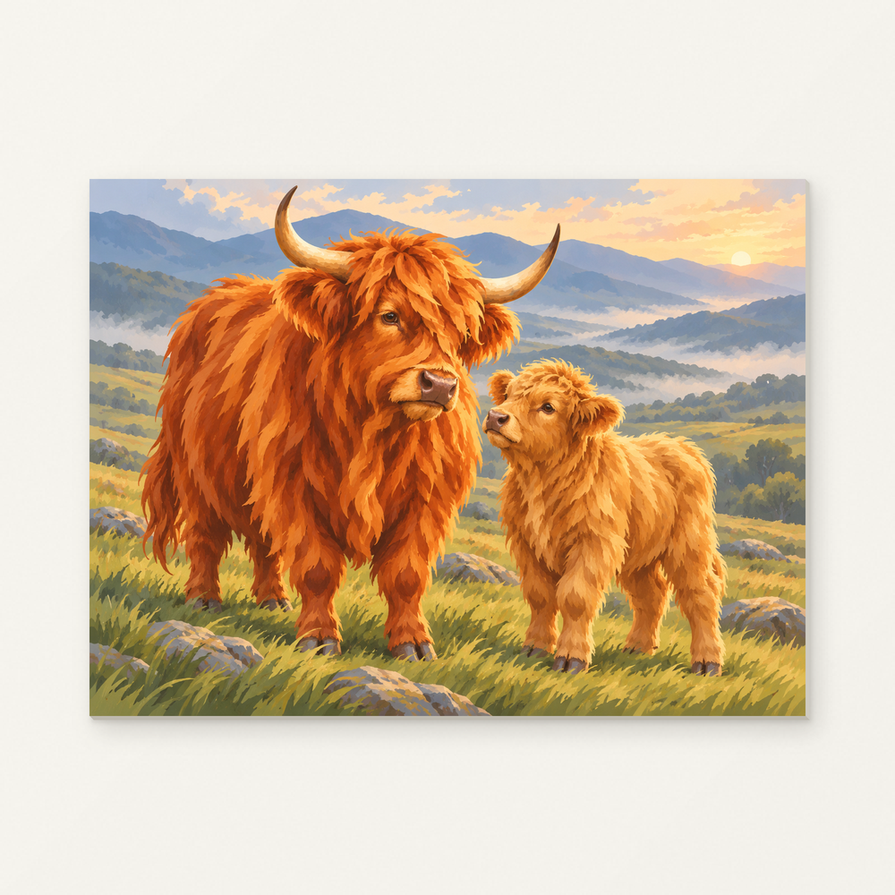 First Light Together Paint by Numbers Kit — complete artwork displayed on a canvas against a warm off-white wall.