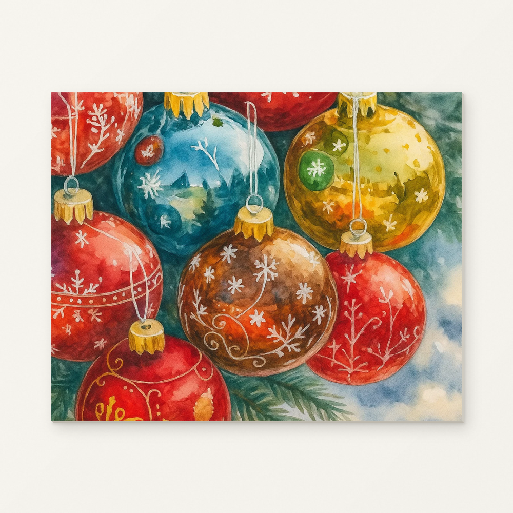 Season of Sparkle Paint by Numbers Kit — original artwork displayed as a canvas on a warm off-white wall.